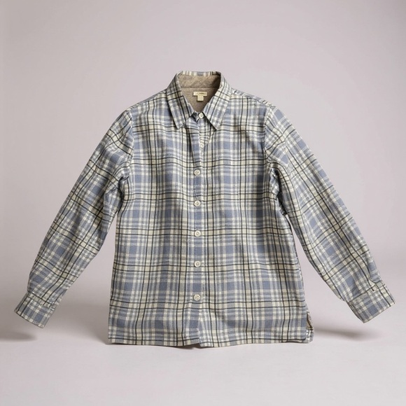 L.L. Bean Tops - LL Bean Shirt Women XSmall Blue Flannel Sherpa Fleece Lined Snap Up Hike Shacket